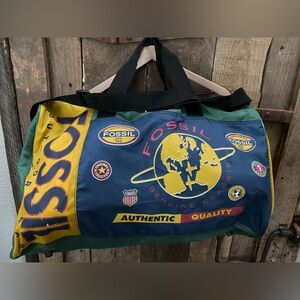 Fossil Vintage 90s Outdoor Gear Duffle Bag Colorblock Multicolor Overnight Tote